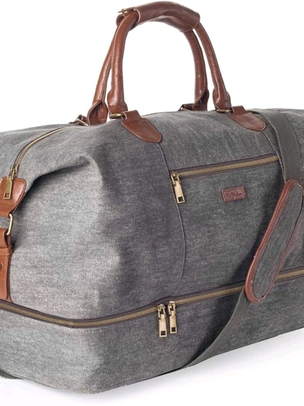 Canvas Weekender Gray Travel Duffle Bag